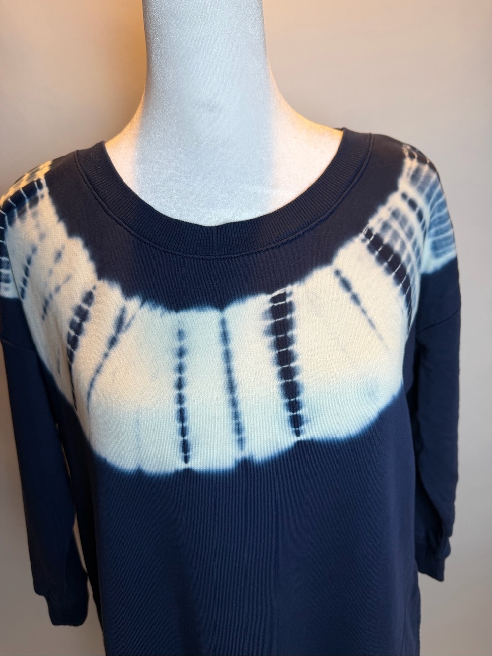 Navy Tie-Dye Yoke & Hem Tunic Dress - Picture 12 of 14